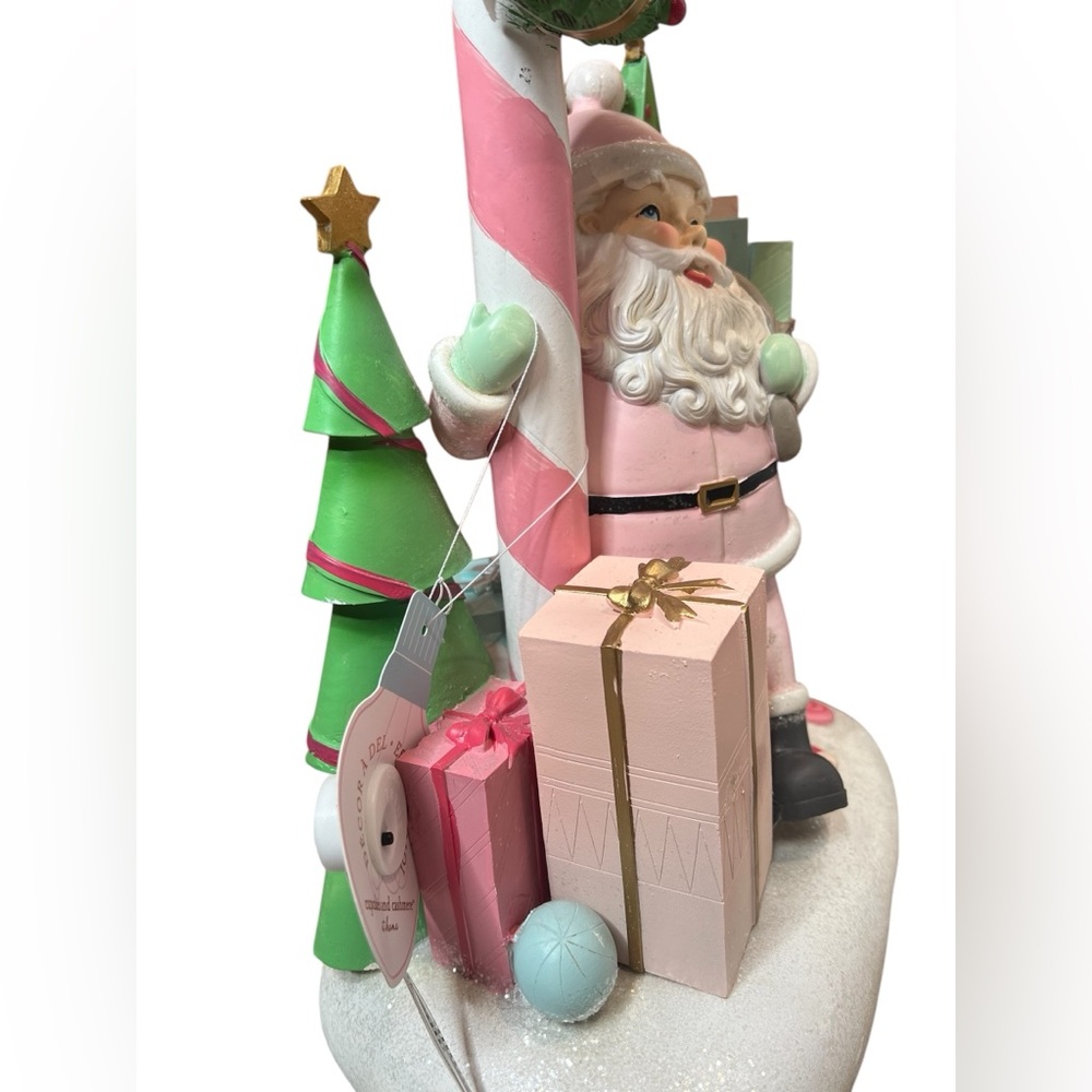 Vintage-Inspired 19” LED Santa Claus Figurine with Candy Cane & Wreath - Xmas - Picture 9 of 12